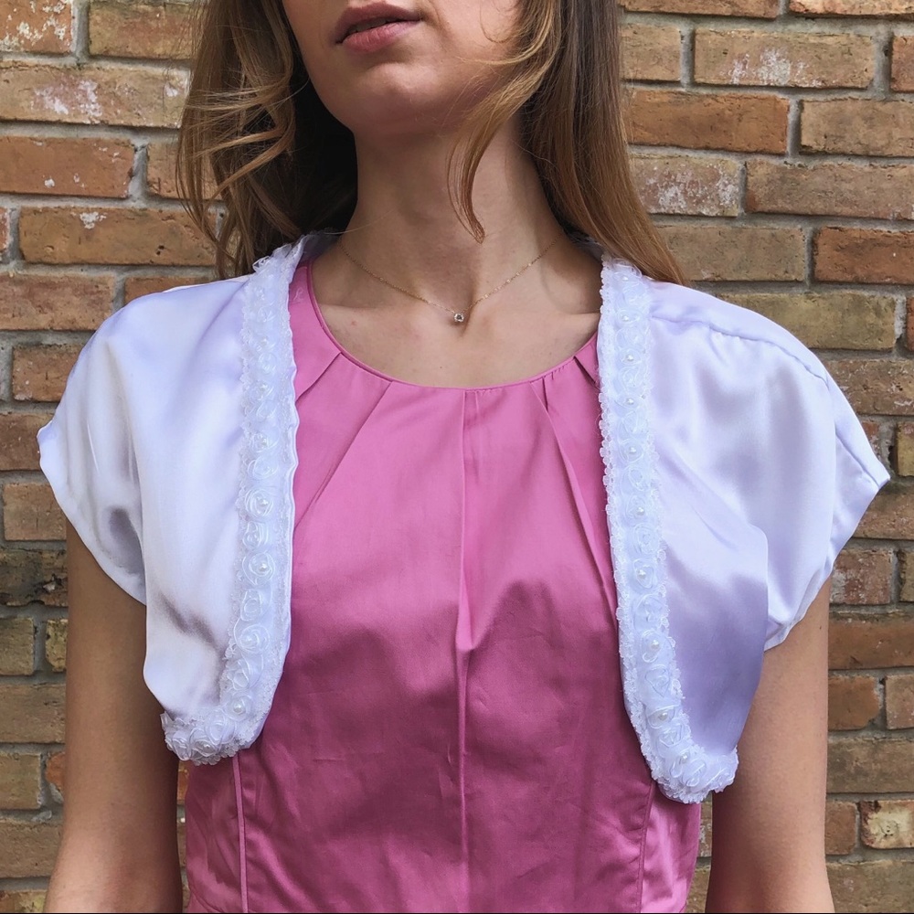 BOGO White Silk Bolero - Size M-L
